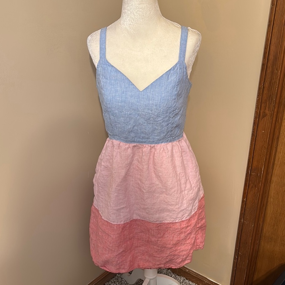 Cynthia Rowley Blue and Pink Midi Sundress with Sweetheart Neckline